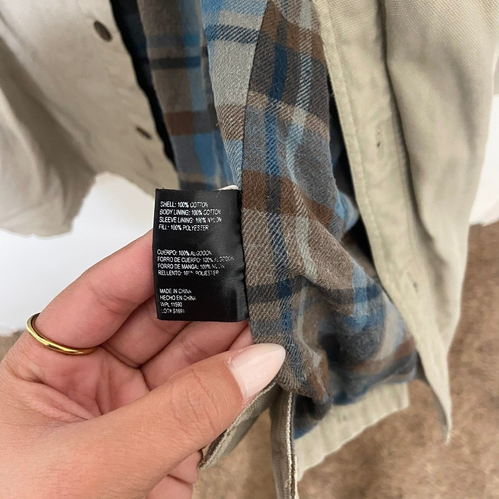 WEATHERPROOF Mens XL Tan Plaid Lined Work Utility Jacket Barn Coat Chore READ - Picture 3 of 5